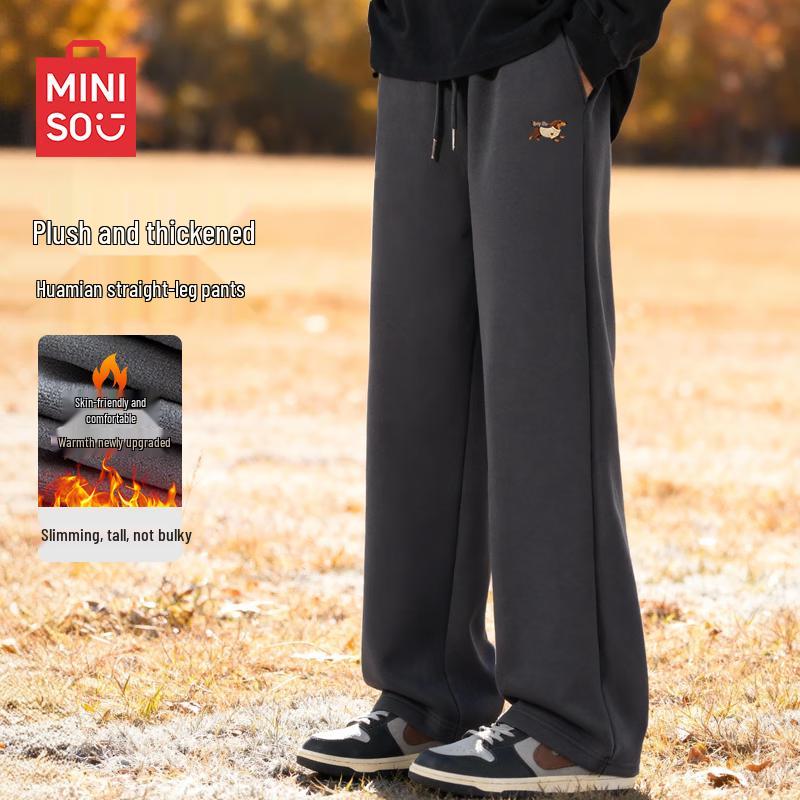 

MINISO Men s Winter Plush Straight-Leg Casual Pants 3XL