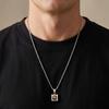 Stainless Steel Squre Pendant Necklace for Men,Casual Natural Agate Tiger Eye Stone Necklace,Hip Hop Punk Jewelry Gift