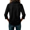 Women's Casual 3/4 Sleeve Patchwork Solid Color Polo Shirt Button Down Collar Lightweight Top