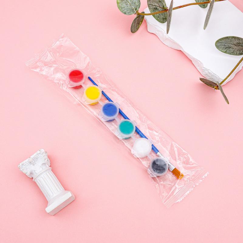12-Color Acrylic Paint Strips with Plaster Doll for Kids DIY Graffiti, 3ml Each
