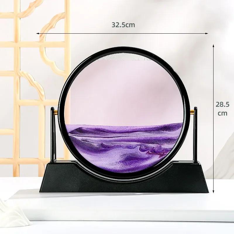 Rotatable Sandscape Moving Sand Art Picture Round Glass Deep Sea Quicksand 3D Hourglass Flowing Sand Painting Home Decor Gifts