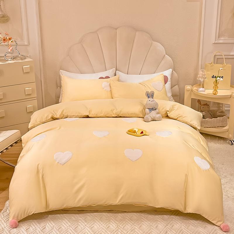 Ins Love Heart Bedding Set Princess Duvet Cover Sheets With Bedspread Single Twin Full Queen Double Size Bedroom Decor For Home