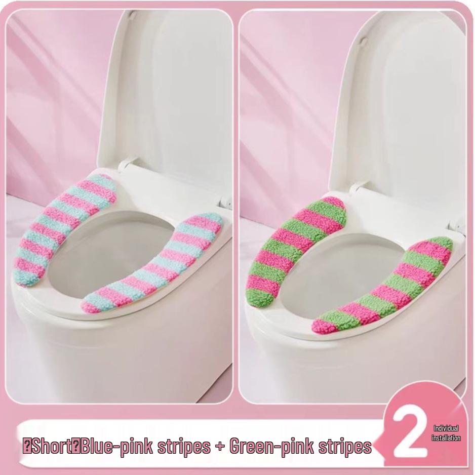 Dopamin-Streifen Winter Plüsch Toilettenmatte & Universelle Toilettensitzauflage