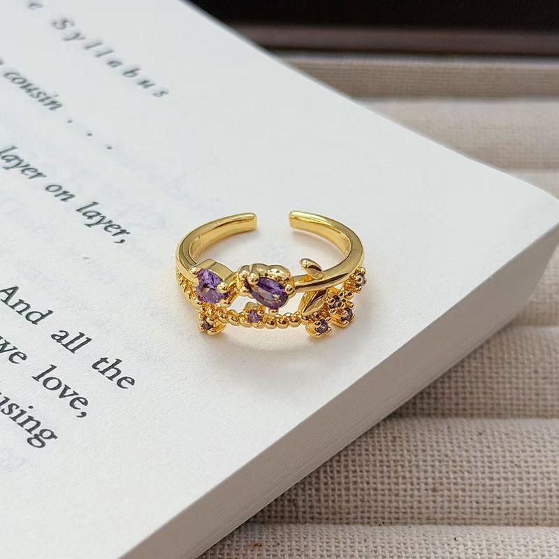 Medieval French Retro Full Diamond Open Ring Fashion High Sense Temperament Niche Design Exquisite Diamond Accessories Women