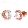 Luxury Female Yellow Pink Stone Earrings Fashion Silver Color Wedding Jewelry Vintage Double Stud Earrings for Women