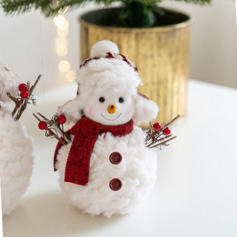 Round Hat Christmas Snowman Ornaments Knitted Snowman Statue Xmas Decoration Home Xmas Decoration