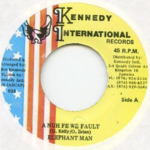 

7inch Record ELEPHANT MAN - A Nuh Fe We Fault 025 Kennedy Interna 1998 Jamaica Reggae, Ska & Dub