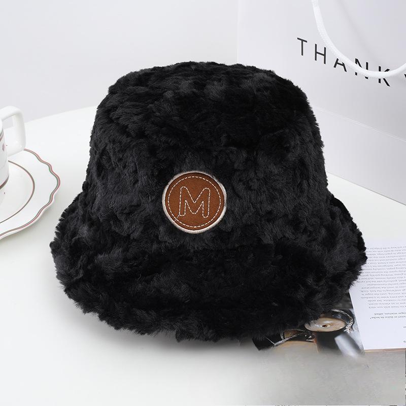 New Hat for Women's Winter Letters Imitation Mink Hair Warmth Thickened Fisherman Hat Korean Style Fashion Internet Celebrity Plush Pot Hat