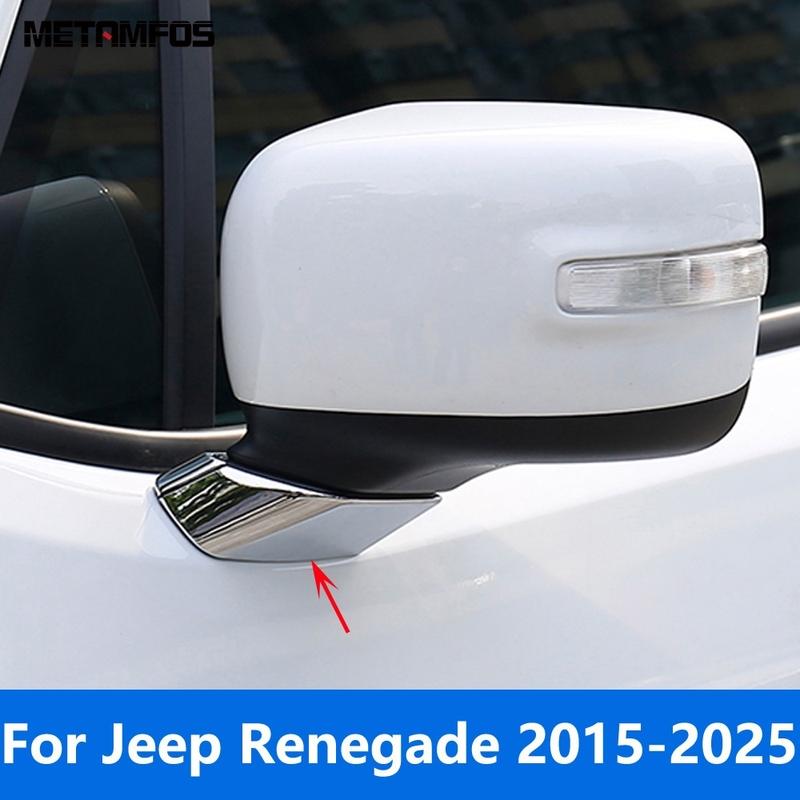 Accessories For Jeep Renegade 2015- 2024 2025 Chrome Rearview Side Door Mirror Pillar Strip Molding Trim
