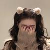 lamb wool Cat Ears Hair Clip Pure Color Mini Grasp Clip Simple Plush Small Hair Claw  Autumn Winter