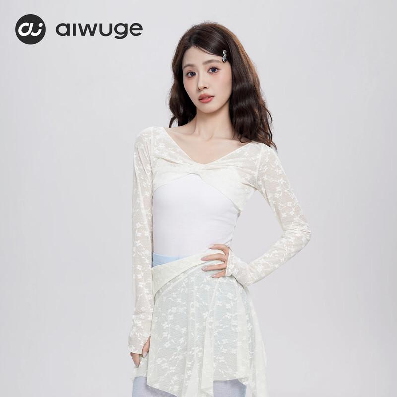 Ai Wu Ge Women s Ballet Lace Knot Long Sleeve Dance Top 2XL