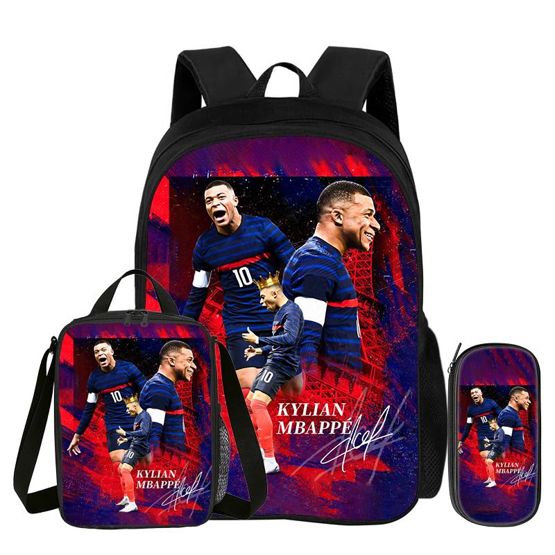 Apprendre, Voyage Football Sport Sac à dos M-Messi Ensemble de 3 pièces Sac à dos pour enfants Sac de transport, Trousse à crayons, Sac à dos Étoile de football