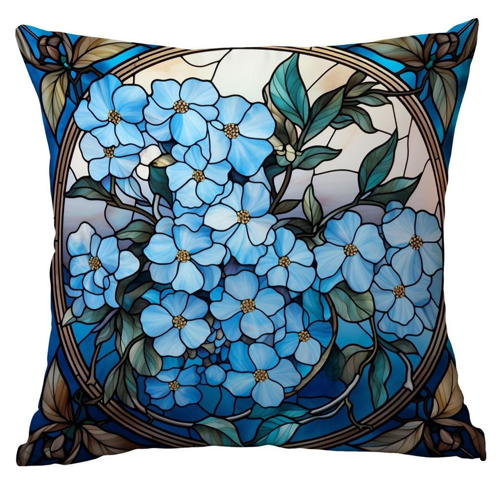 New Vintage Floral Pillowcase Creative Colored Glass Printed Home Sofa Car Cushion Pillowcase