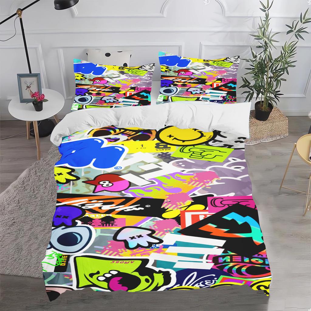 Game Splatoon  Anime 100% Polyester Bedding Set Duvet Cover Set Printed Cartoon Home Decor