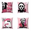 Halloween Pink Super Soft Digital Printing Short Plush Pillow Covers Decorative For Car Sofa Office Cushion Cover Home Goods