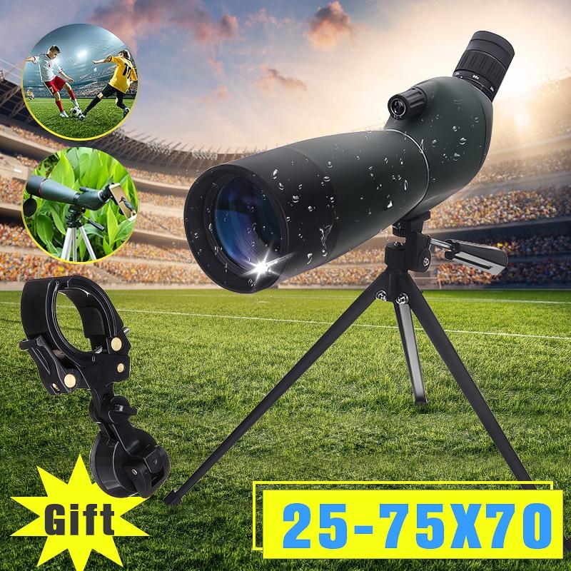 25-75X70 Zoom Prism Objective Lens Optics Waterproof Birdwatching Camping with Tripod Spotting Scope Monocular Telescope
