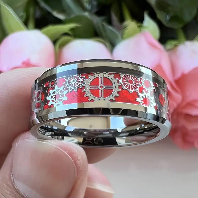 Stylish Unisex Gear Ring In Red Purple Black And Blue Versatile Fashion Jewelry Accessory For Daily Wear no. 6
