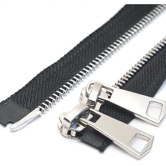 70 cm Numéro 5 Fermetures éclair Métal Double Curseur Séparable Noir Fermeture Éclair à Double Sens Éclair Métallique A Zipper[A89]