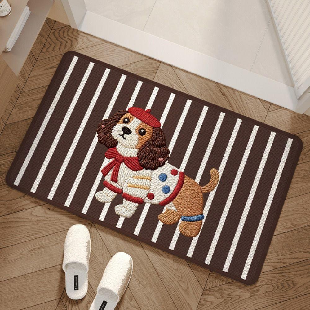 Durable 40*60cm Bath Mat Dirt-scraping Surface Water Absorption Pony Door Mat Non-slip Backing Household Carpets Home Decoration