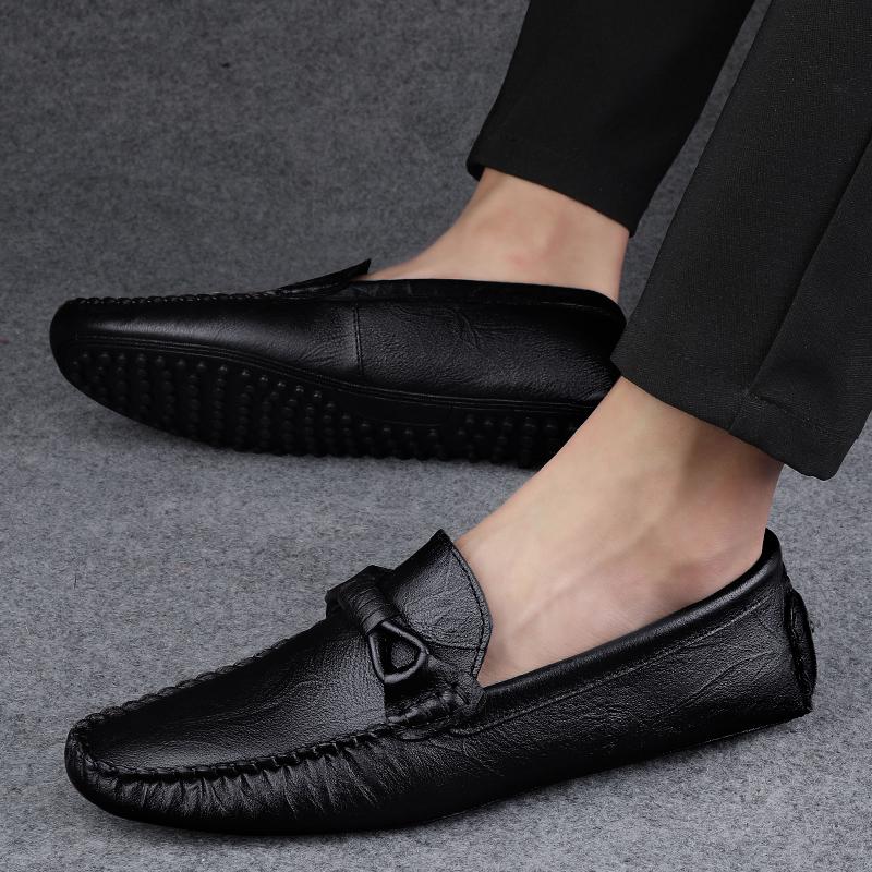 Fashion Luxury Brand Mens Leather Shoes Casual Driving Shoes Men Anti-skid Business Loafers High Quality Male Casual Shoes Slip on Flats