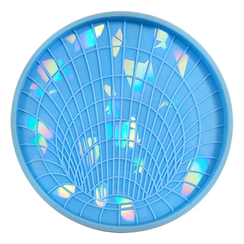 Untersetzer Holographische Silikonform DIY Runder Untersetzer Holographisches Laser Licht und Schatten Tassenuntersetzer Dekoration Harzformen