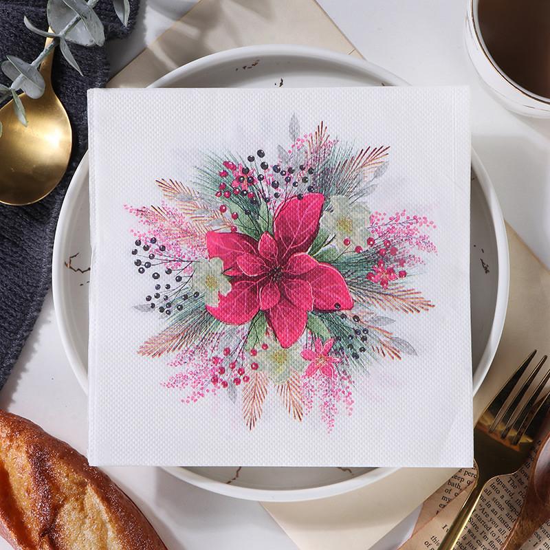 20Pcs/pack Christmas Series Printed Paper Disposable Tableware Napkin Tissues Xmas Happy New Year Party Decoration