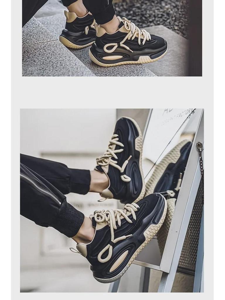 Men's Trendy Thick-Soled Sneakers: Hong Kong Style, Breathable, and Perfect for Every Season