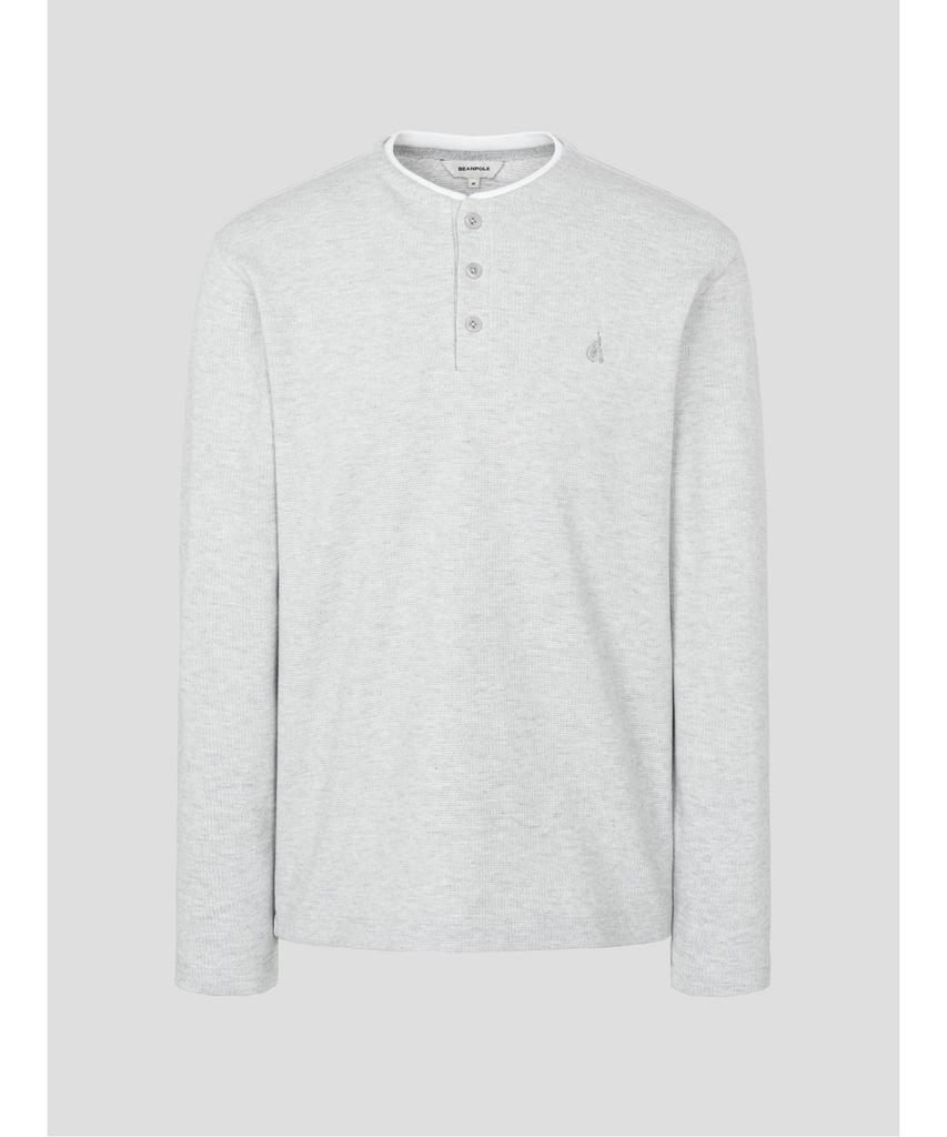 Binpolmen Henley Neck Long Sleeve T-Shirt Light Gray