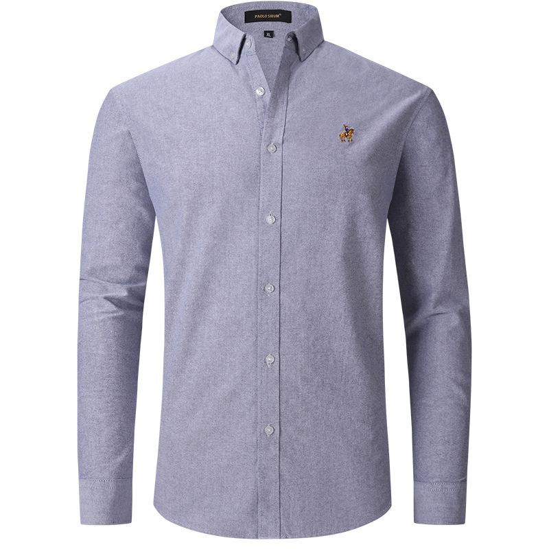 European and American Style Men's Spring Autumn Top 100% Cotton Shirt Long Sleeve Business Menswear