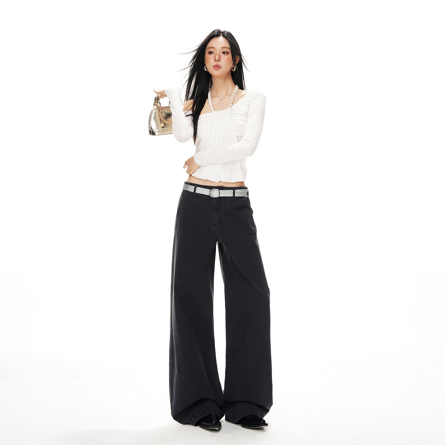 

Spring 2026 Women s American Minimalist Low-Rise Wide-Leg Pants - Casual, Loose, Comfortable, Slimming, Versatile. Medium