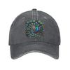 Beautiful Peacock Feathers Washed Denim Cap Casual Baseball Caps Adjustable Hat Summer Unisex Baseball Hats