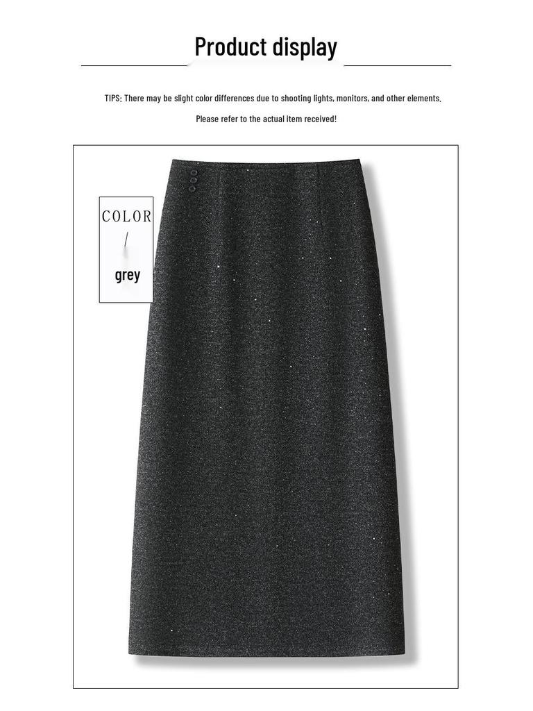 Women's High Waist Slimming Midi Skirt - Autumn/Winter 2025, Thickened & Warm, Comfortable Tall Fit, Hip-Hugging Design.