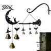 Meditation Garden Bell Halloween Broomstick Witch Bells Vintage Gothic Metal Hanging Wind Outdoor Living Space Decor Chime for Door Wall Window Porch
