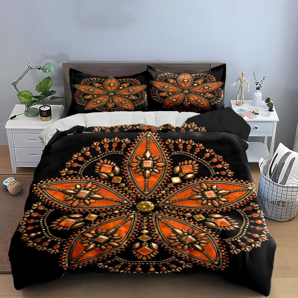 Luxury Decorative Mandala Set Soft Comfortable Duvet Cover Bedding Set Included 1*Duvet Cover & 2*Pillowcases, Gift