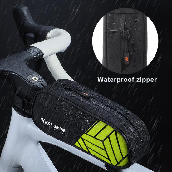 Bike Top Tube Bag Reflective Lightweight Portable Cycling Road Mountain Bicycle Front Frame Accessories Tools Cellphone Storage Pouch