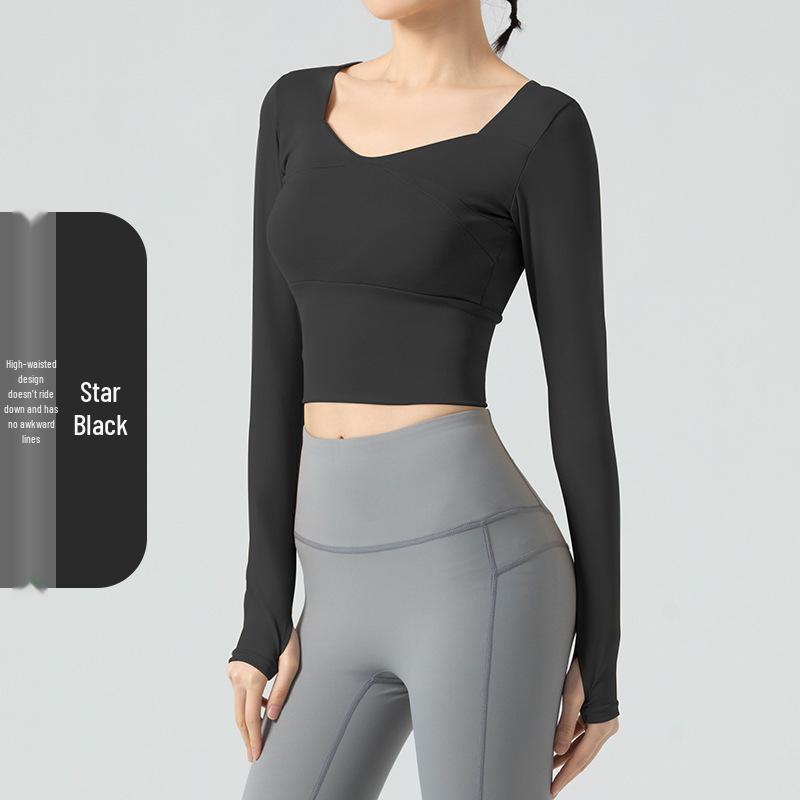 

Influencer Fitness Long Sleeve Slim Fit Running Top with Breast Pads, Beautiful Back Lemon Yellow Yoga Suit for Women Medium