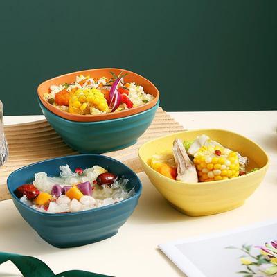 Ciotole Quadrate in Paglia di Grano per Zuppa Ramen Antigoccia Grandi per Insalata Frutta Riso Contenitore per Alimenti Stoviglie da Cucina Adatte al Microonde