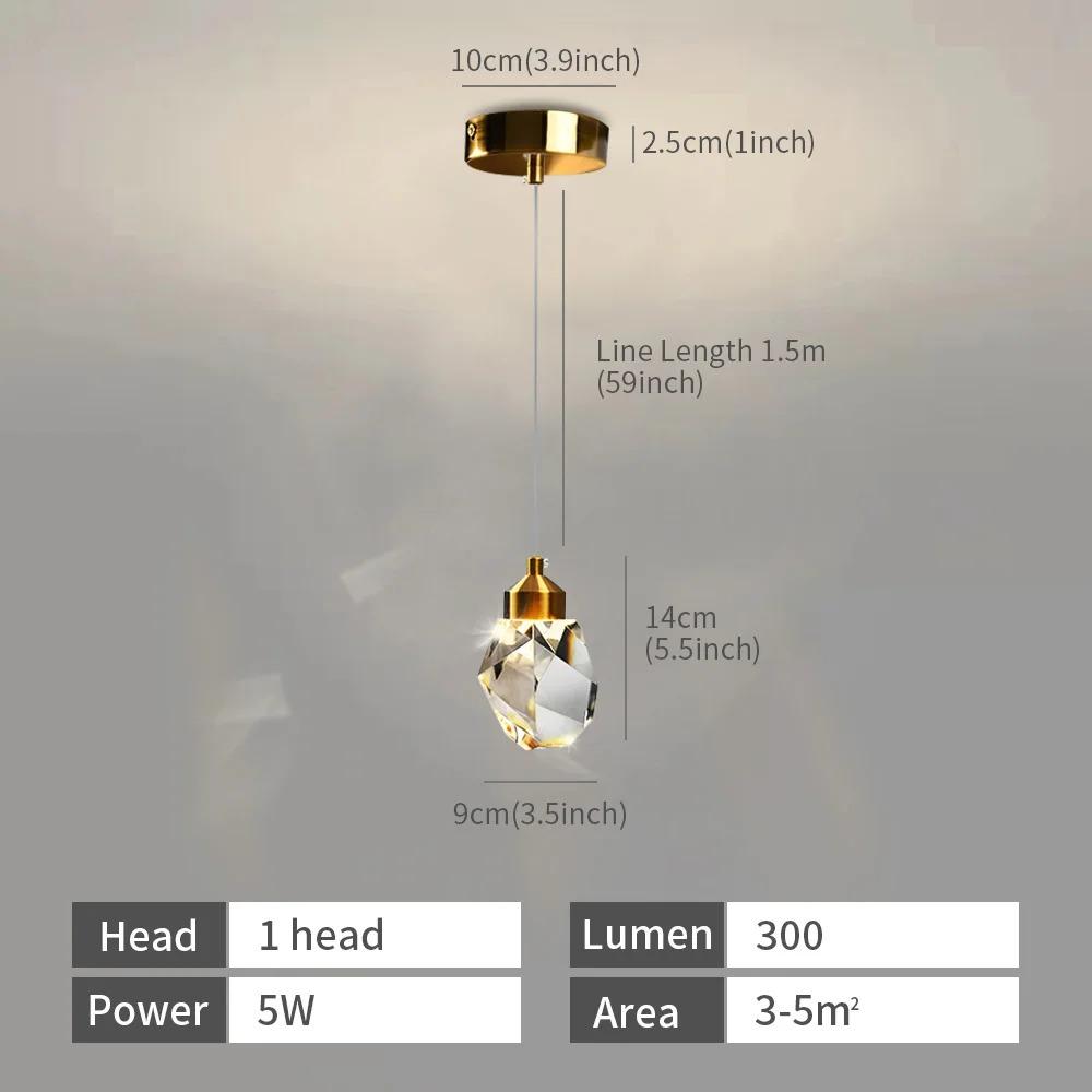 

Люстра из скандинавского хрусталя для гостиной, столовой, спальни, кухни, современного светодиодного подвесного освещения, украшения, ретро-светильника 220 V&Warm White