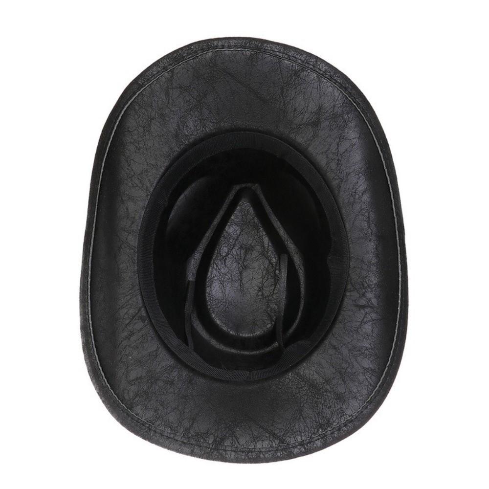 Faux Leather Cowgirl Hat Studded Bullhead Jazz Hat Trendy Sombrero Hat For Men Women
