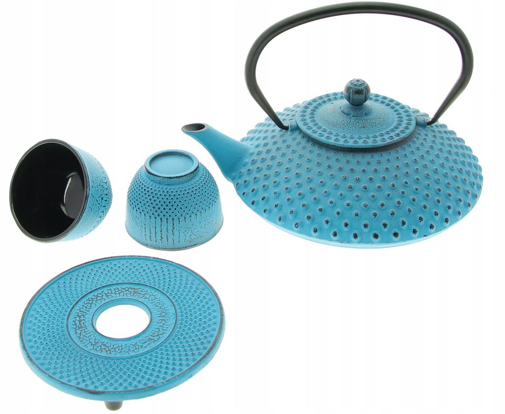 IMBRZK 1.25 CAST IRON KETTLE SET 2x CUPS STAND INFUSER + STRAINER