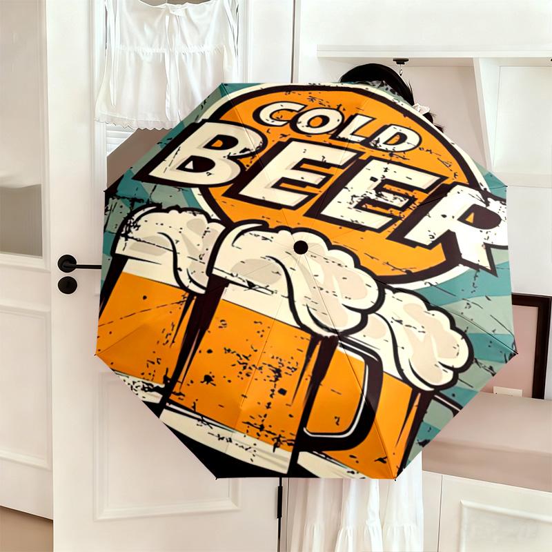 1PC Beer Automatic Umbrella - Suitable Travel Outdoor Portable Umbrella Birthday Gift Daily Essentials