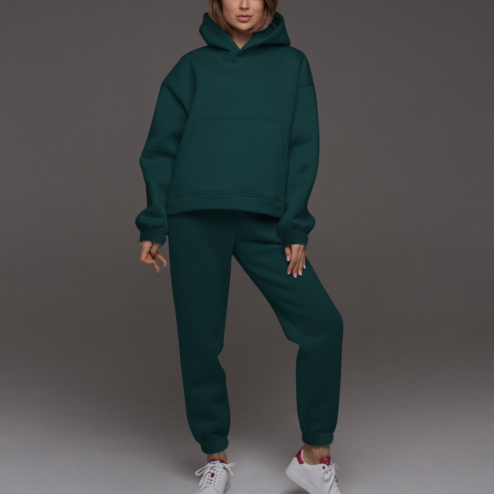 

Mens Hooded Sports Tracksuit Unisex Two-Piece Running Outfits Long Sleeve Pullover Hoodies Sweatshirt+Sweatpants Set XXXL зелёный