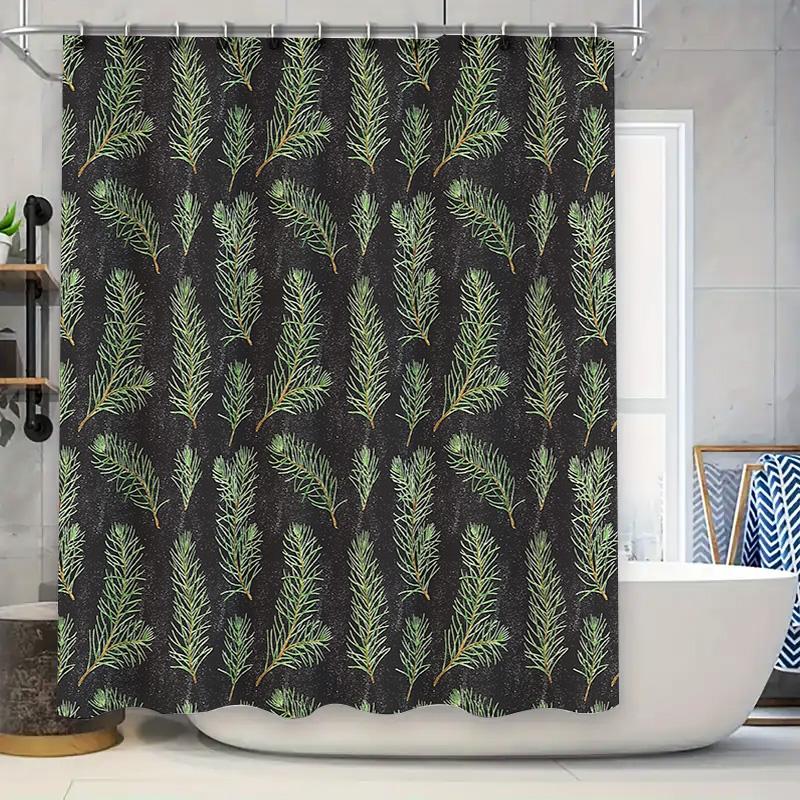 Botanical Shower Curtain Forest Greenery Leaves Pattern Bathroom Decor Nature Inspired Washable Fabric Backdrop
