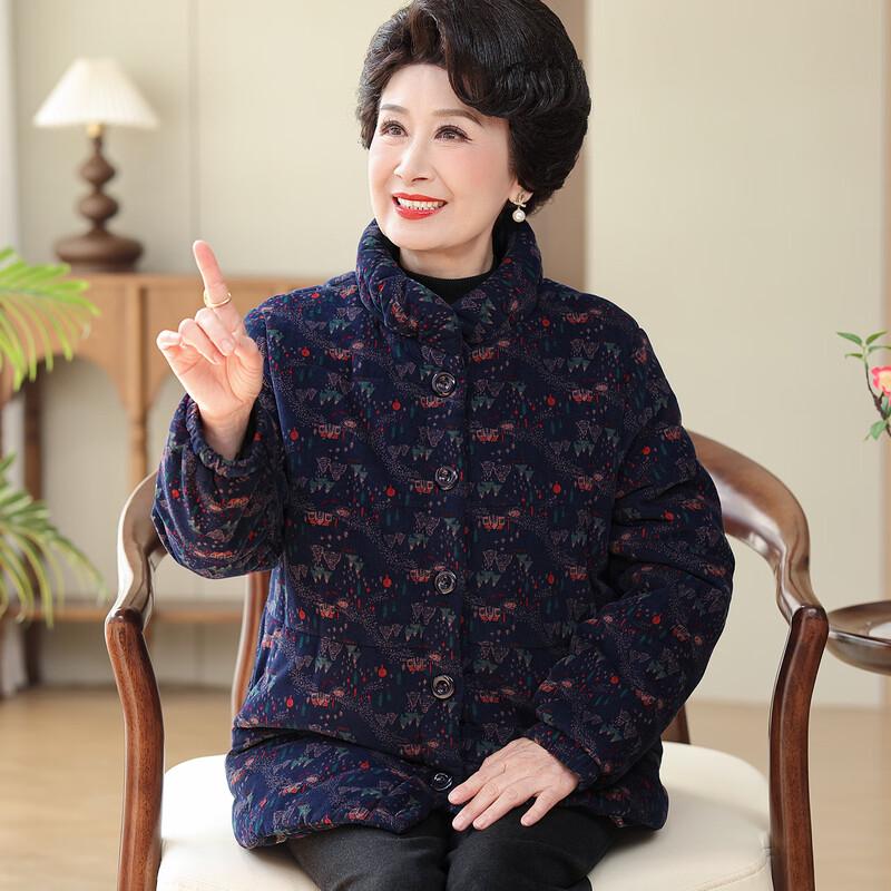 Elderly Women's Corduroy Padded Winter Jacket