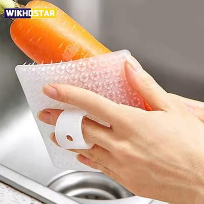 1 peça de ferramentas de limpeza de cozinha, esfregão de louça de silicone, escova para fendas, escova de limpeza doméstica de frutas e vegetais, acessórios de limpeza