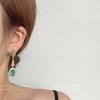 "Yu Zhuo Lake" Needle-plated romantic green zircon flash gentle earrings Court earrings