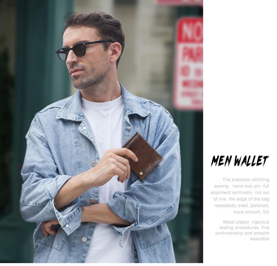 Black Angel RFID Anti-theft Men's Tri-fold Leather Wallet with Multiple Card Slots