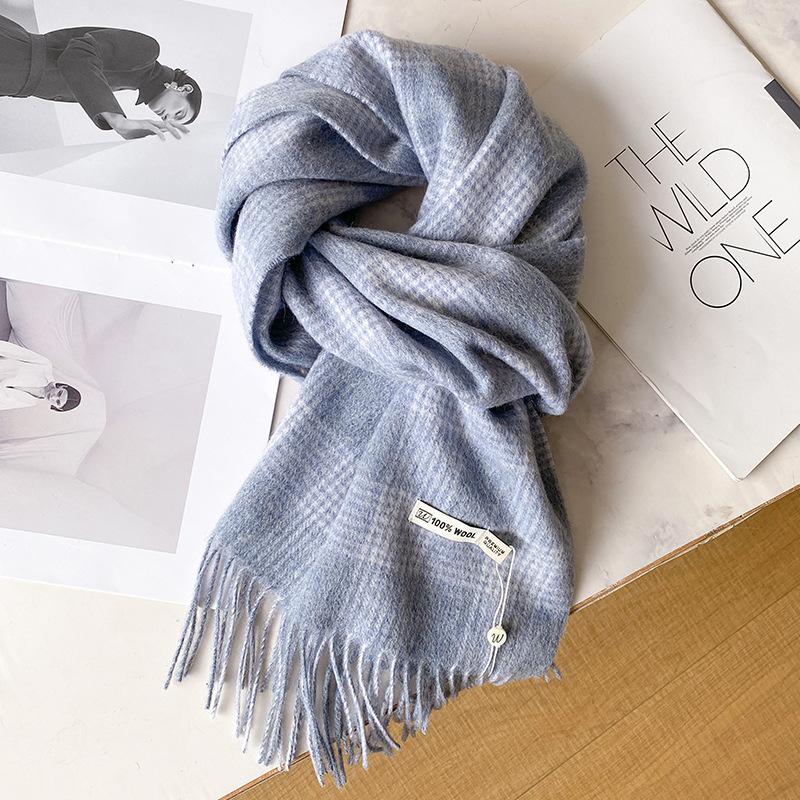 Wool plaid scarf British classic unisex couple winter warm scarf
