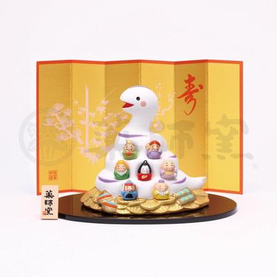 Nishikisai Lucky Snake Seven Gods of Fortune Figurine [64] 2025 Reiwa 7 Zodiac Snake New Year Ornament Auspicious Charm