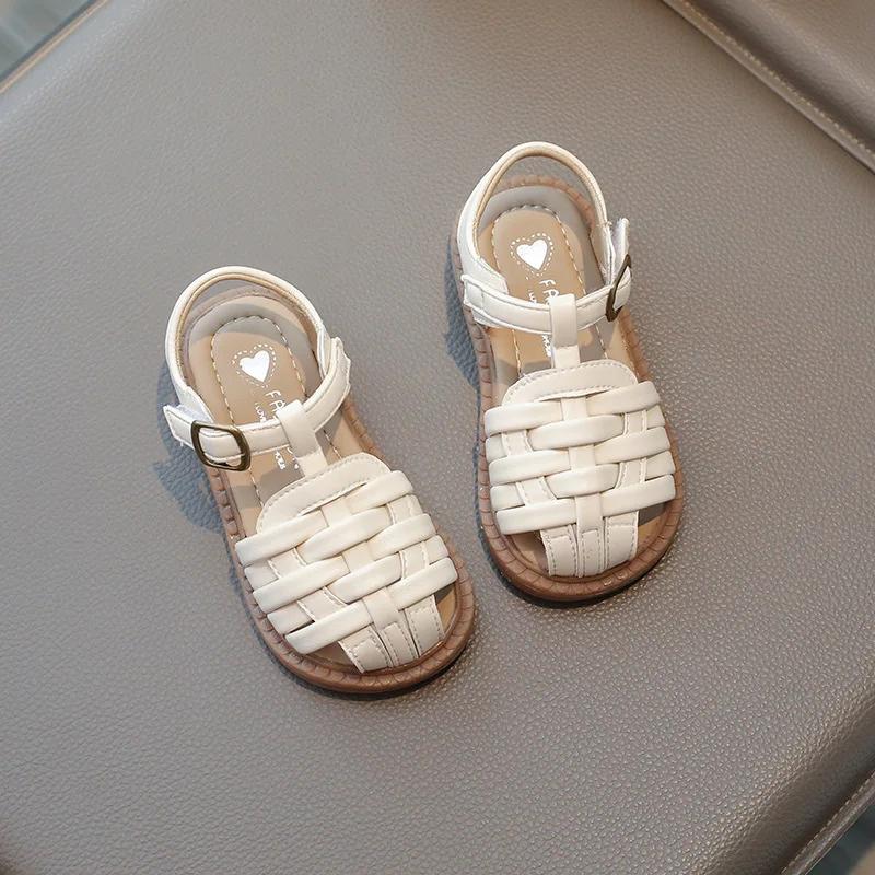 Baby Girl Sandals Summer Sandals for Boy Fashion Children Cut-Outs Beach Shoes Braided Style Kids Causal Walking Flat Sandals